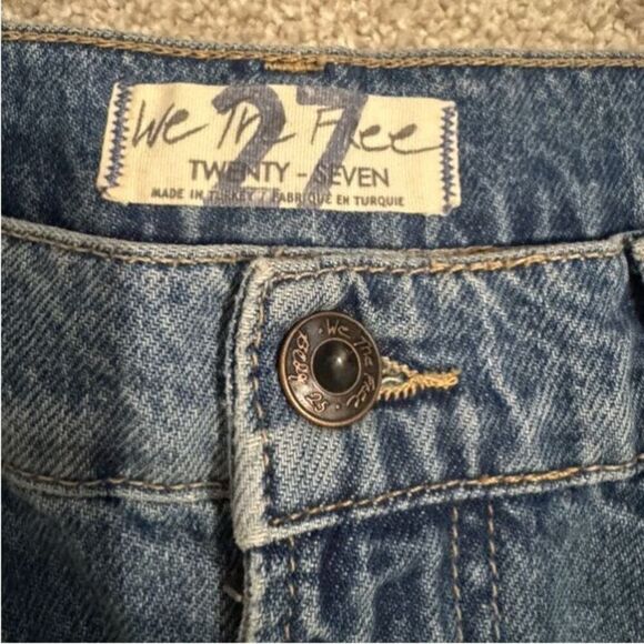FREE PEOPLE WE THE FREE Hallie Blue Denim Distressed Mini Skirt Size 27 NWOT - Picture 9 of 11